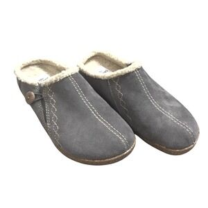 Earth Origins Johanna Clogs Gray Faux Fur Lined Comfort Mule Shoes Women 6